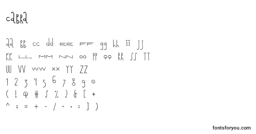 Шрифт Cabra – алфавит, цифры, специальные символы