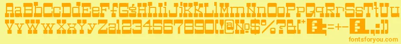 Bottoms-Schriftart – Orangefarbene Schriften auf gelbem Hintergrund