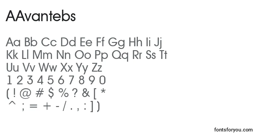 Fuente AAvantebs - alfabeto, números, caracteres especiales