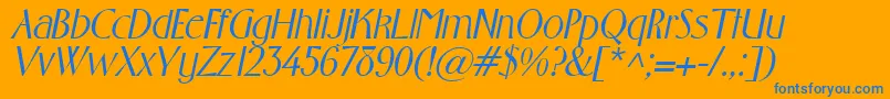 GabrielItalic Font – Blue Fonts on Orange Background