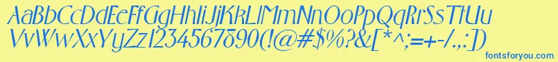 GabrielItalic Font – Blue Fonts on Yellow Background