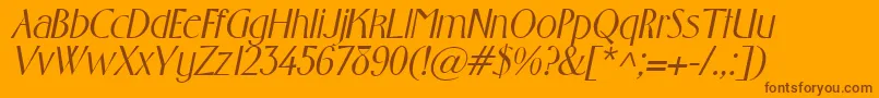 GabrielItalic-Schriftart – Braune Schriften auf orangefarbenem Hintergrund