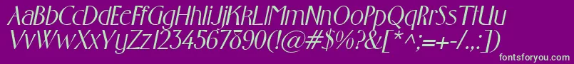 フォントGabrielItalic – 紫の背景に緑のフォント