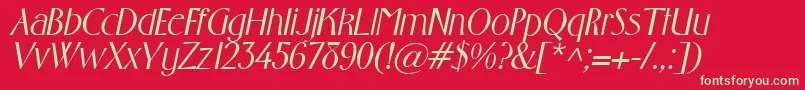 GabrielItalic-Schriftart – Grüne Schriften auf rotem Hintergrund