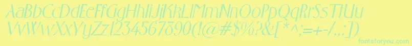GabrielItalic Font – Green Fonts on Yellow Background