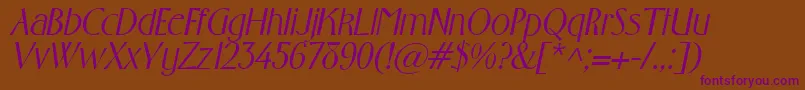 GabrielItalic-Schriftart – Violette Schriften auf braunem Hintergrund