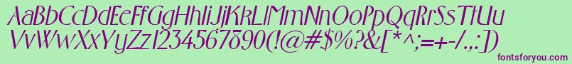 GabrielItalic-fontti – violetit fontit vihreällä taustalla