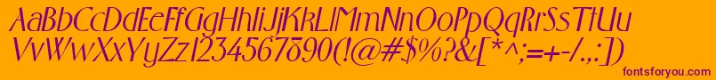 GabrielItalic Font – Purple Fonts on Orange Background