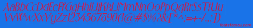 GabrielItalic Font – Red Fonts on Blue Background