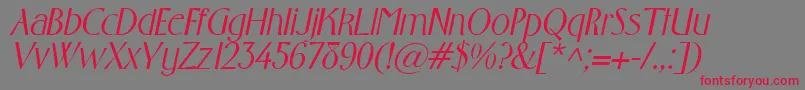 Fonte GabrielItalic – fontes vermelhas em um fundo cinza