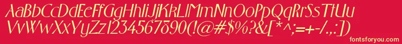 GabrielItalic Font – Yellow Fonts on Red Background