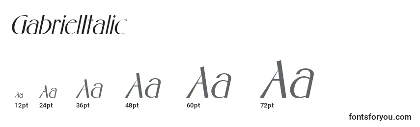 Размеры шрифта GabrielItalic