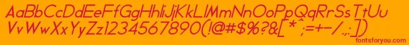 GeddesItalic-Schriftart – Rote Schriften auf orangefarbenem Hintergrund