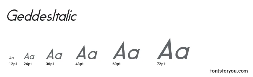 Размеры шрифта GeddesItalic