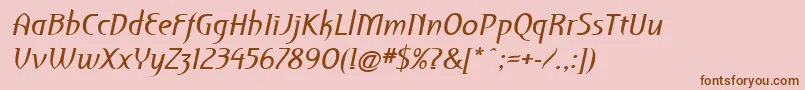 PfroyaleItalic-Schriftart – Braune Schriften auf rosa Hintergrund