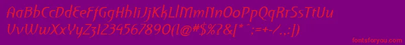 PfroyaleItalic Font – Red Fonts on Purple Background