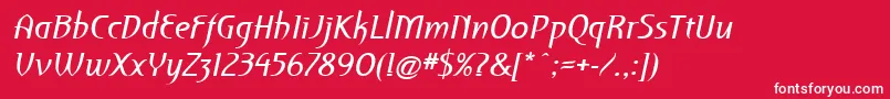 Weitere Informationen zur PfroyaleItalic-Schriftart PfroyaleItalic-Schriftart – Weiße Schriften auf rotem Hintergrund