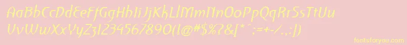 PfroyaleItalic-Schriftart – Gelbe Schriften auf rosa Hintergrund