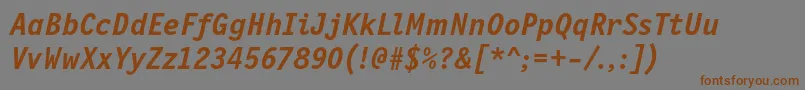 Weitere Informationen zur NewlettergothiccBolditalic-Schriftart NewlettergothiccBolditalic-Schriftart – Braune Schriften auf grauem Hintergrund