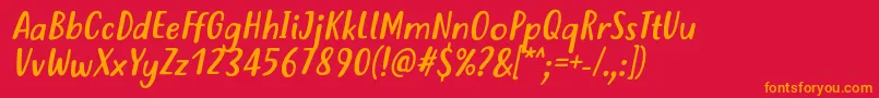 Fonte JustTellMeWhatRegularItalic – fontes laranjas em um fundo vermelho