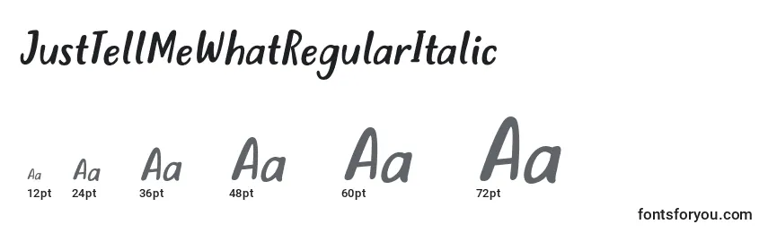 Размеры шрифта JustTellMeWhatRegularItalic