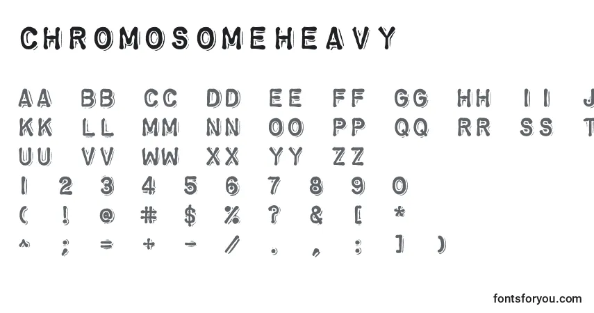 Czcionka Chromosomeheavy – alfabet, cyfry, specjalne znaki
