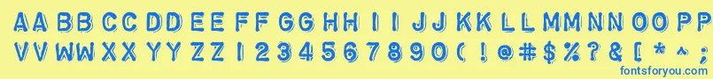 フォントChromosomeheavy – 青い文字が黄色の背景にあります。