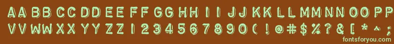 フォントChromosomeheavy – 緑色の文字が茶色の背景にあります。