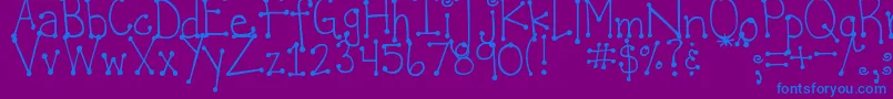 フォントDjbItsFullOfDots – 紫色の背景に青い文字