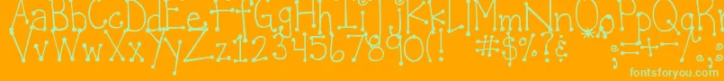 DjbItsFullOfDots-Schriftart – Grüne Schriften auf orangefarbenem Hintergrund