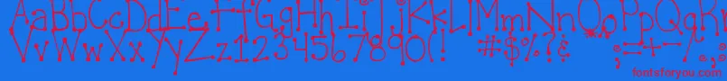 DjbItsFullOfDots Font – Red Fonts on Blue Background