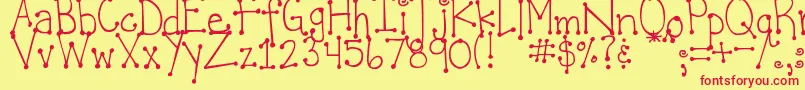 DjbItsFullOfDots Font – Red Fonts on Yellow Background