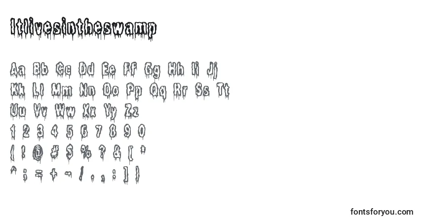 A fonte Itlivesintheswamp – alfabeto, números, caracteres especiais