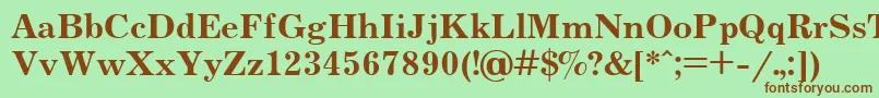 フォントJournalBoldCyrillic – 緑の背景に茶色のフォント