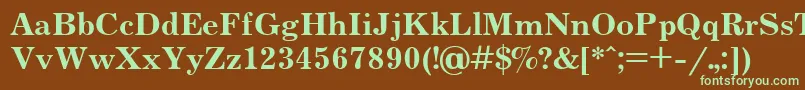 フォントJournalBoldCyrillic – 緑色の文字が茶色の背景にあります。