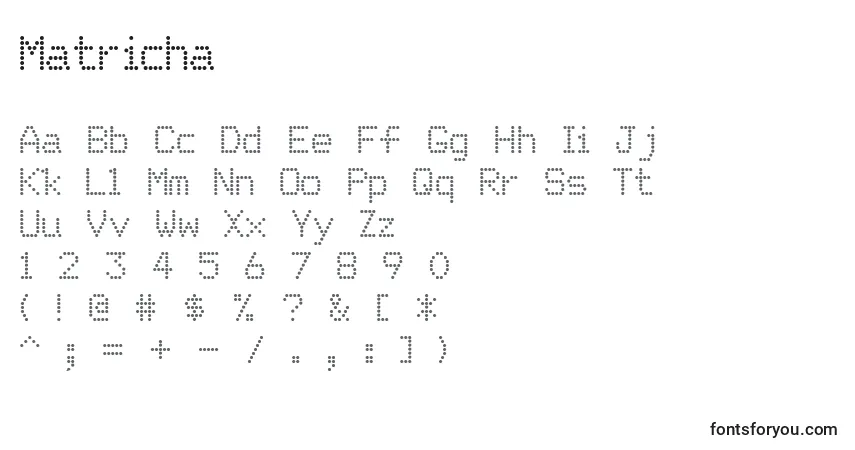 Czcionka Matricha – alfabet, cyfry, specjalne znaki