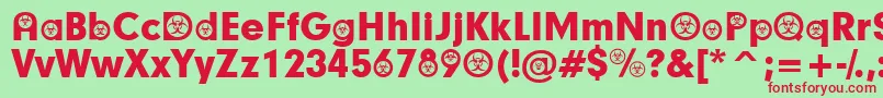 BiohazardParticipants Font – Red Fonts on Green Background