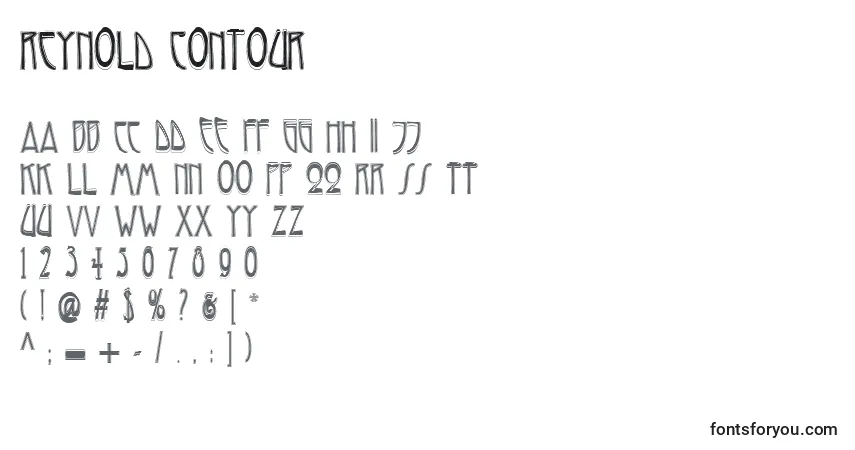 A fonte Reynold Contour – alfabeto, números, caracteres especiais
