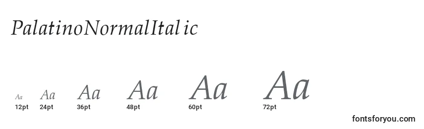 PalatinoNormalItalic Font Sizes