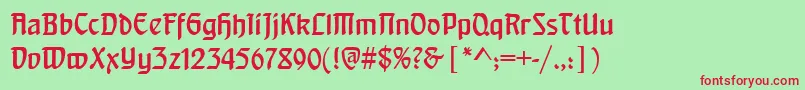 Behrensschrift-Schriftart – Rote Schriften auf grünem Hintergrund