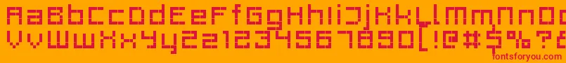Rittswoodprofile6Regular-Schriftart – Rote Schriften auf orangefarbenem Hintergrund