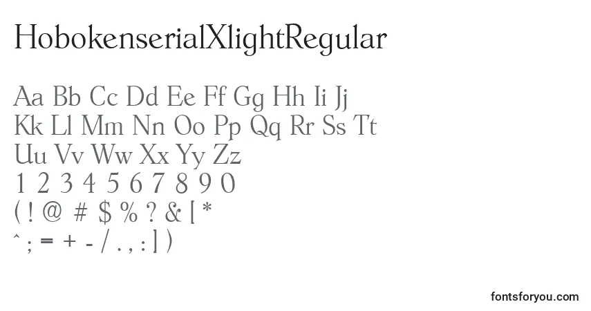 A fonte HobokenserialXlightRegular – alfabeto, números, caracteres especiais