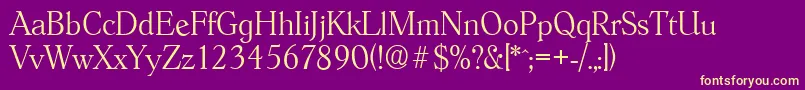 Więcej informacji o czcionce HobokenserialXlightRegular Czcionka HobokenserialXlightRegular – żółte czcionki na fioletowym tle