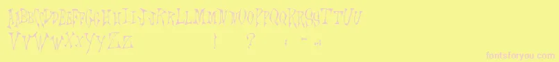 Scrawlings-fontti – vaaleanpunaiset fontit keltaisella taustalla