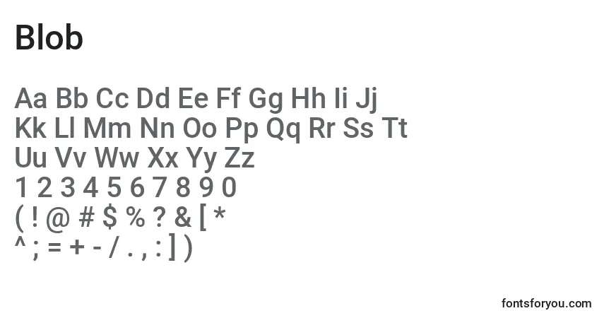 Schriftart Blob – Alphabet, Zahlen, spezielle Symbole