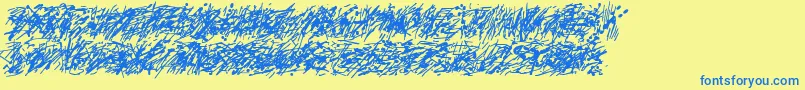 Pollock5ctt-Schriftart – Blaue Schriften auf gelbem Hintergrund