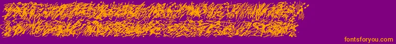 Pollock5ctt-Schriftart – Orangefarbene Schriften auf violettem Hintergrund