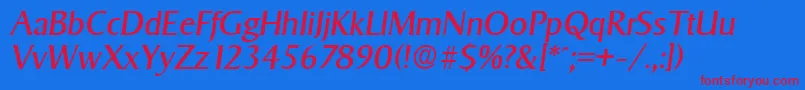 フォントSigvarSerialRegularitalicDb – 赤い文字の青い背景