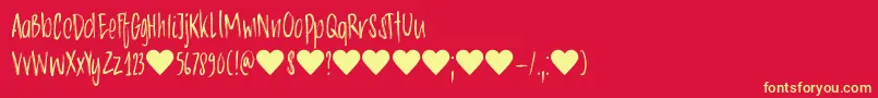 DkChocolatte-Schriftart – Gelbe Schriften auf rotem Hintergrund
