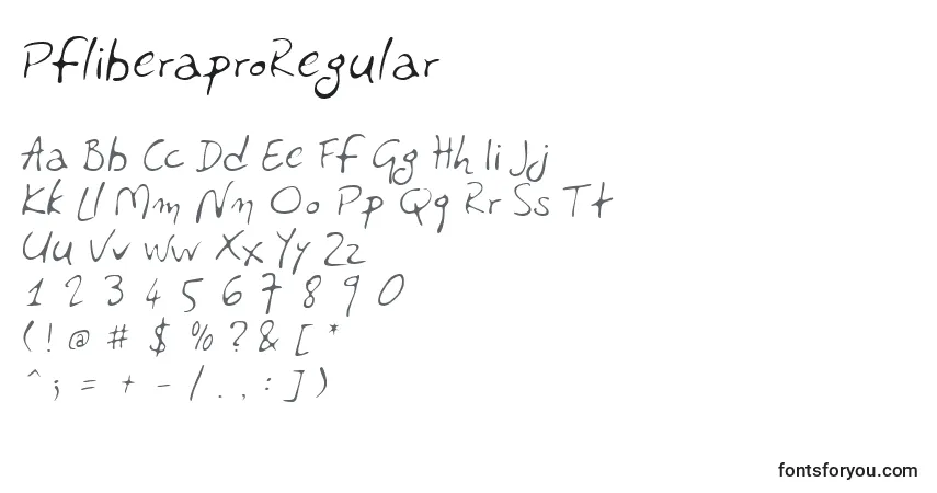 A fonte PfliberaproRegular – alfabeto, números, caracteres especiais